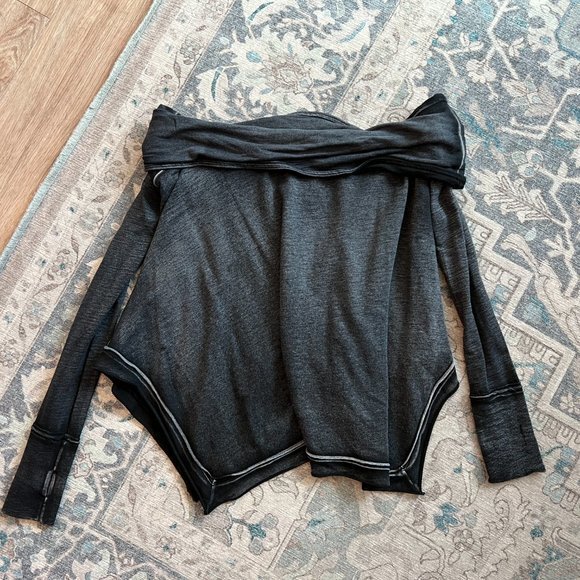 Free People black/grey off the shoulder‎ top (xs) - Picture 2 of 3